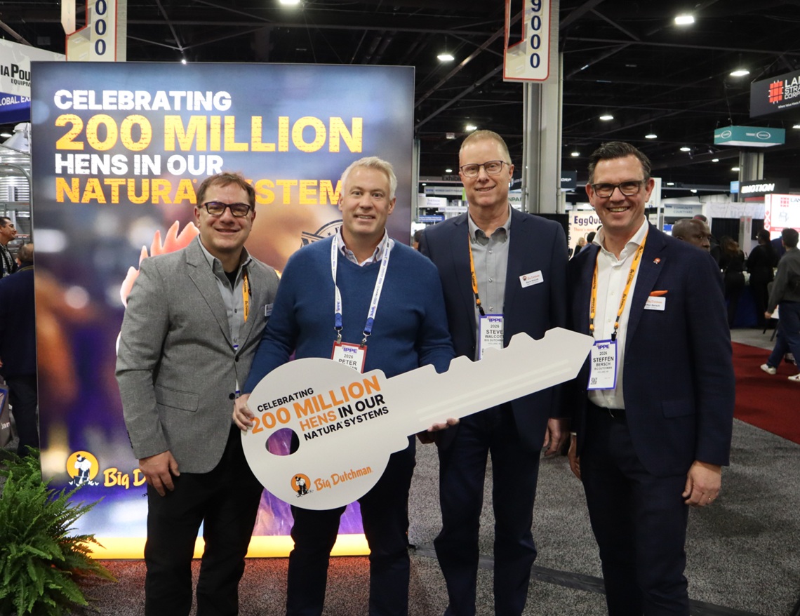 From left to right: Budd Bentley (President of Big Dutchman North America), Pete Forsman (Forsman Farms) Steve Walcott (Director of Egg Sales), Steffan Bersch (CEO of Big Dutchman AG)